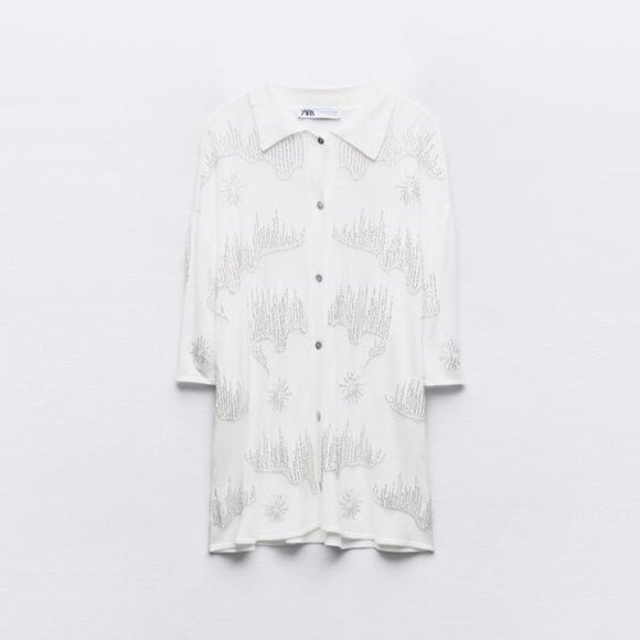 Zara Beaded Sweater Shirt - MEDIUM - Picture 1 of 7